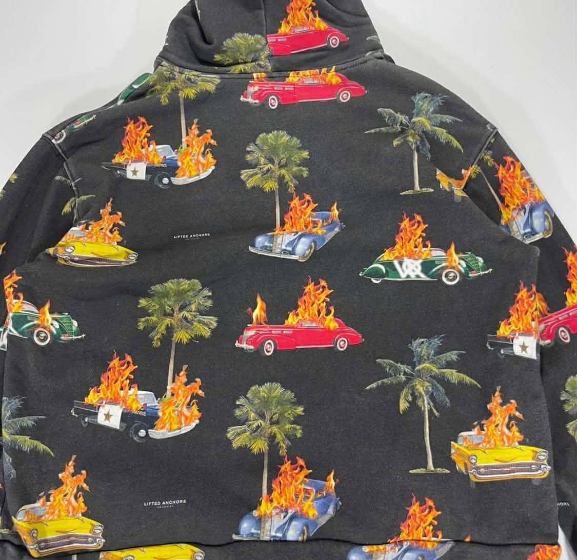 Y2K LIFTED ANCHORS BLACK FLAME CAR HOODIE (L-XXL)