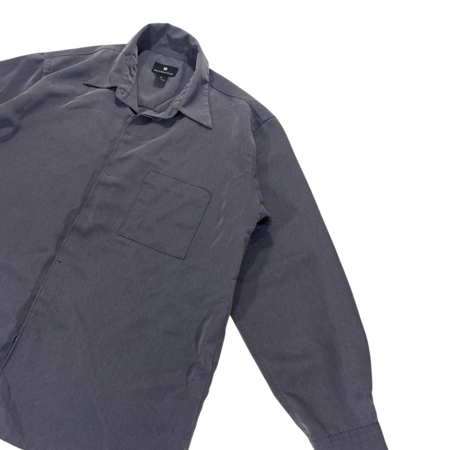 VINTAGE HALLENSTEINS GREY BUTTON UP SHIRT (XL)