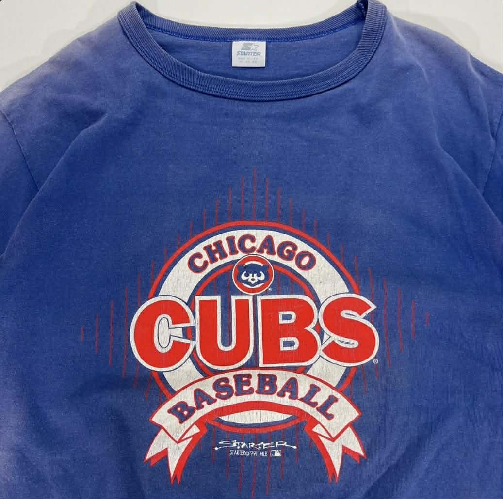 VINTAGE SINGLE STITCHED CHICAGO CUBS BLUE STARTER TEE (L-XL)