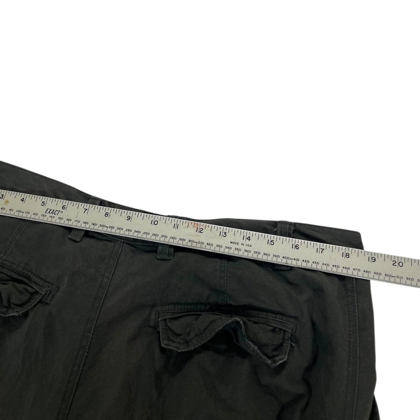 KHAKI GREEN CARGO PANTS WITH ADJUSTABLE WAIST AND POCKETS (38)