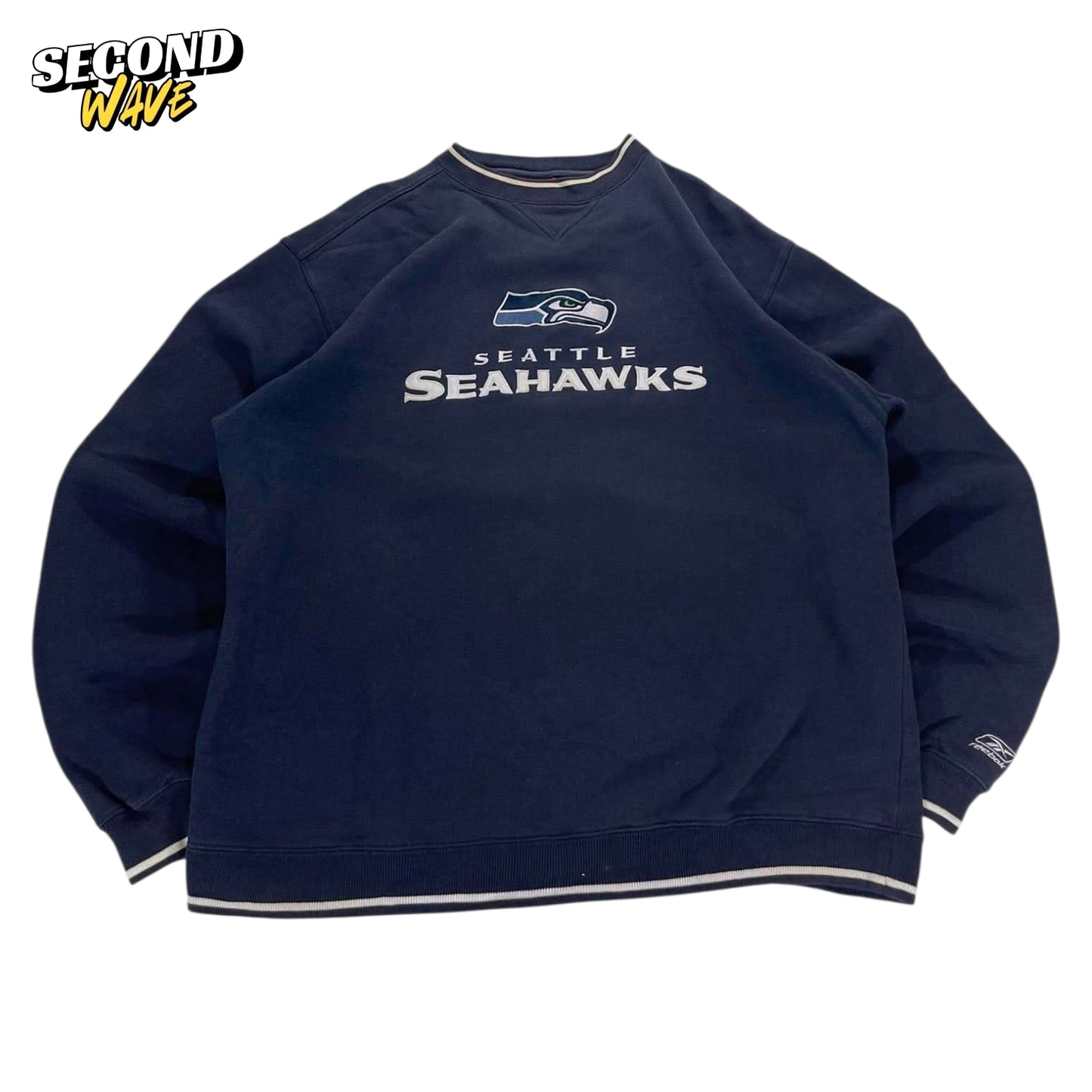 VINTAGE REEBOK NAVY SEATTLE SEAHAWKS CREWNECK (L)