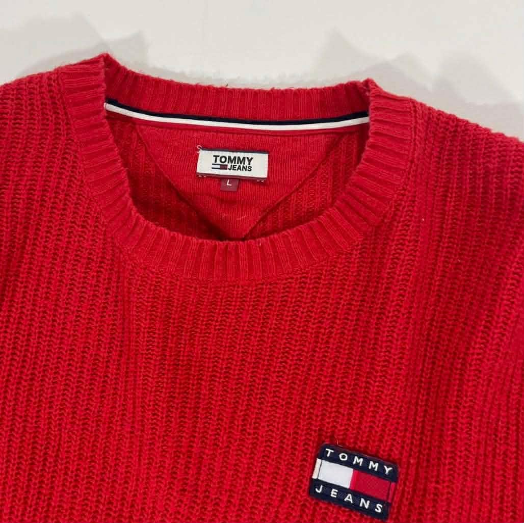 VINTAGE TOMMY HILFIGER RED SWEATER ( WOMENS-L )