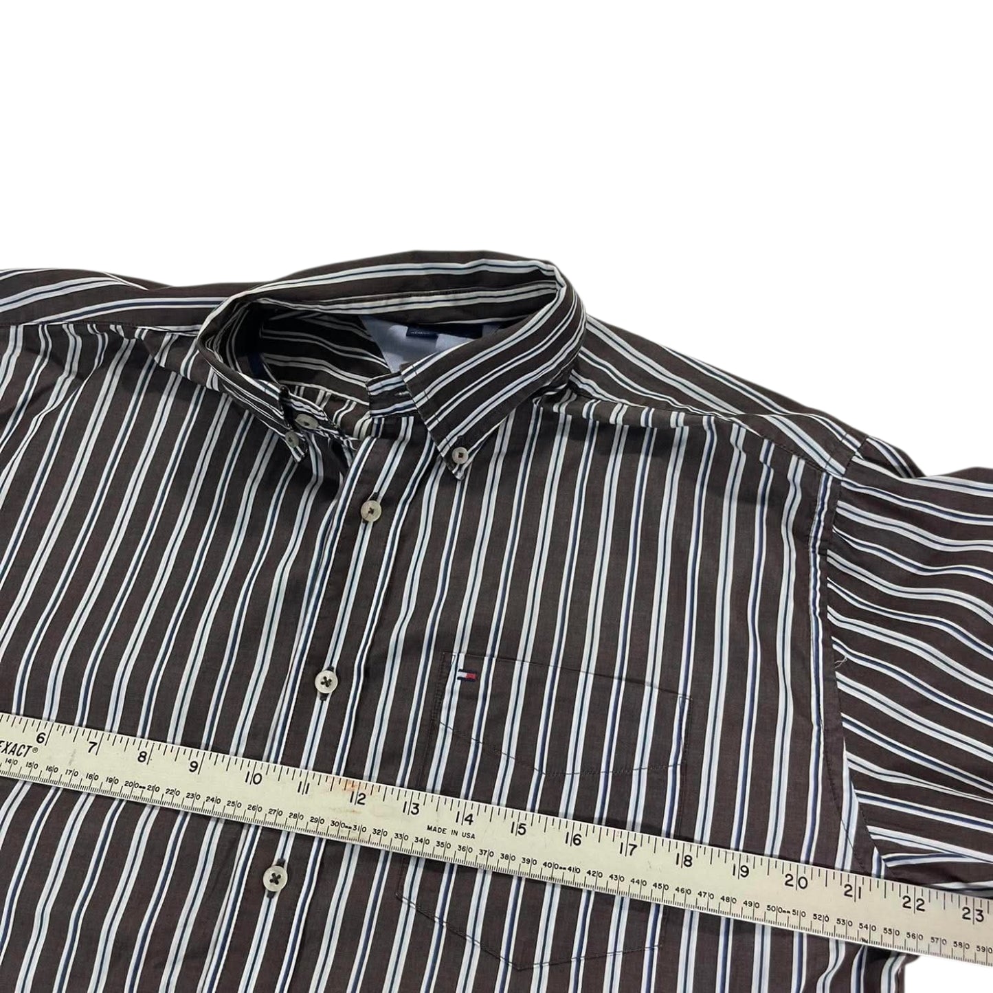 VINTAGE TOMMY HILFIGER STRIPED BUTTON UP SHIRT (M)