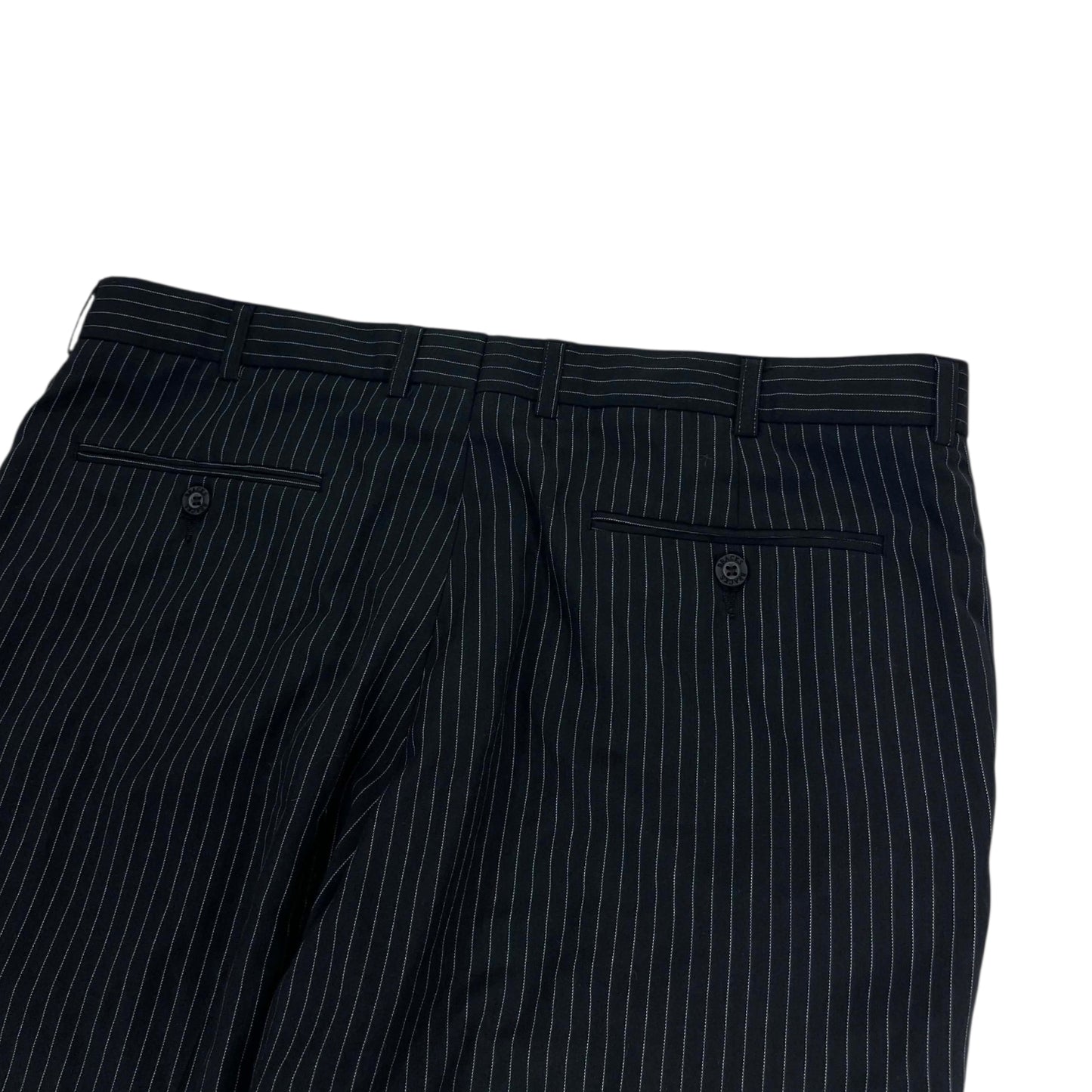 VINTAGE BRACKS BLACK PINSTRIPE WIDE LEG TROUSERS (36)