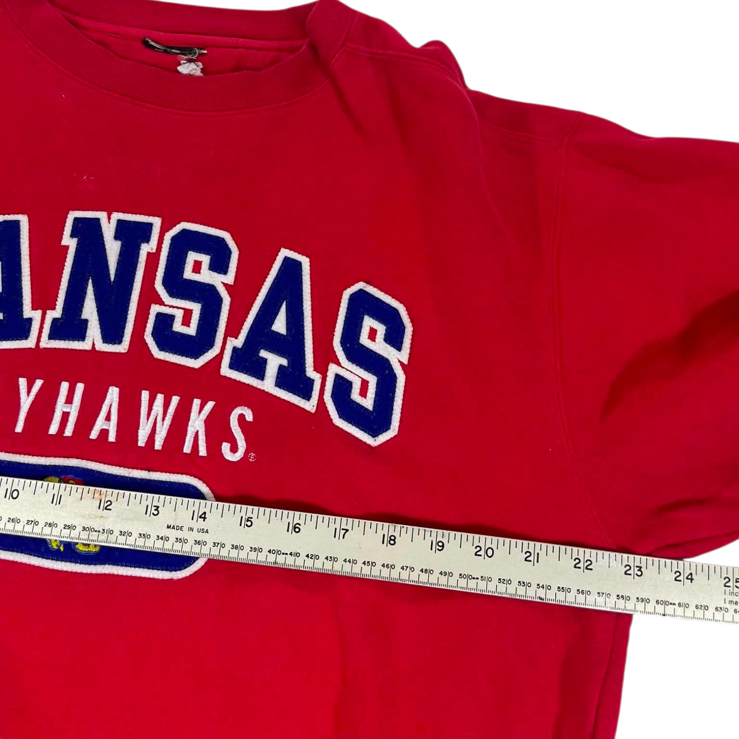KANSAS JAYHAWKS RED CREWNECK SWEATSHIRT (M-L)