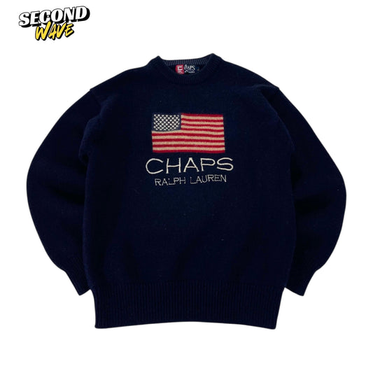 90S CHAPS RALPH LAUREN FLAG SWEATER (M)