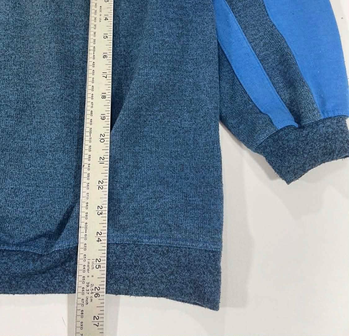 VINTAGE BLUE STRIPED LONG SLEEVED POLO SHIRT (M)