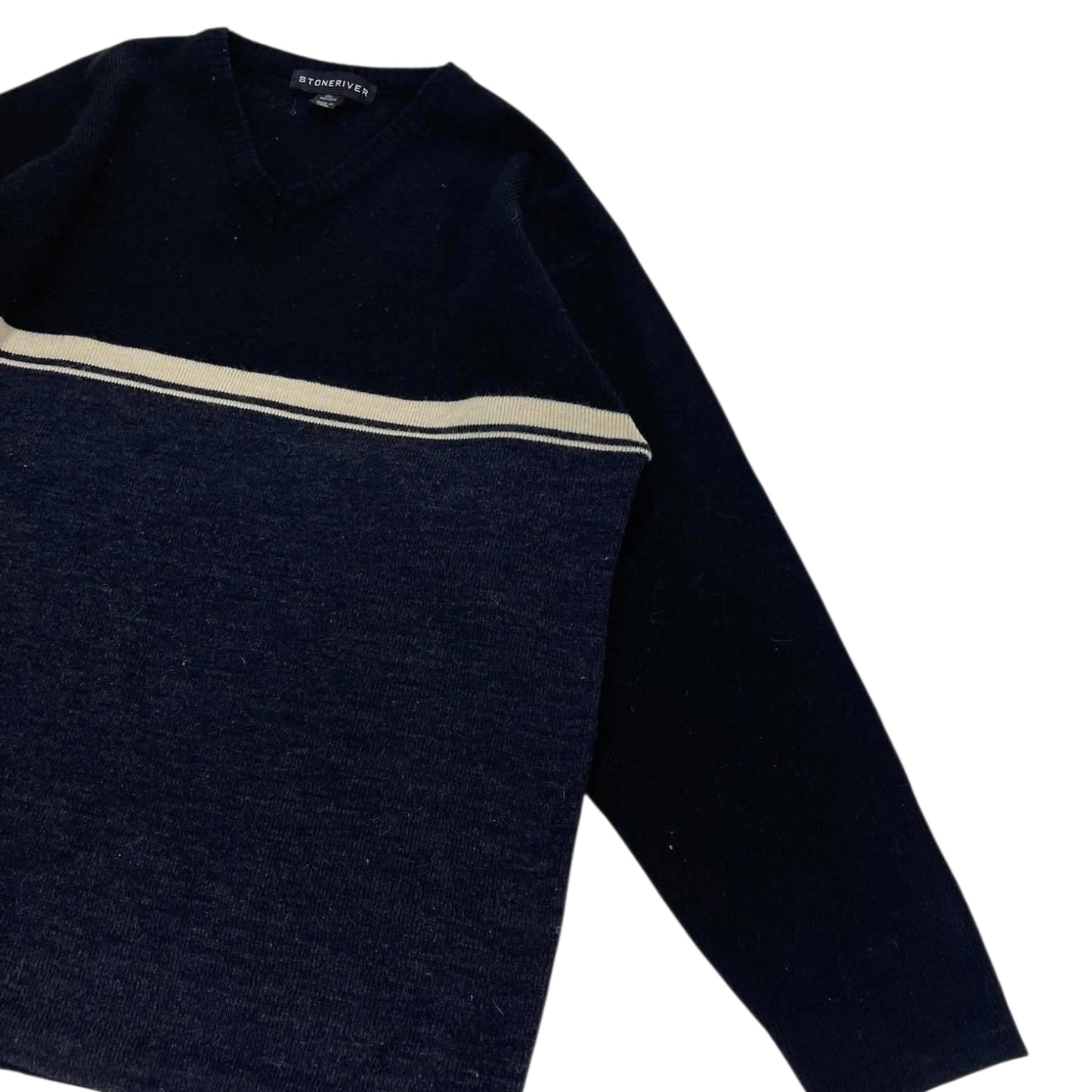 STONERIVER BLACK & TAN STRIPED LONG SLEEVE SHIRT (L)