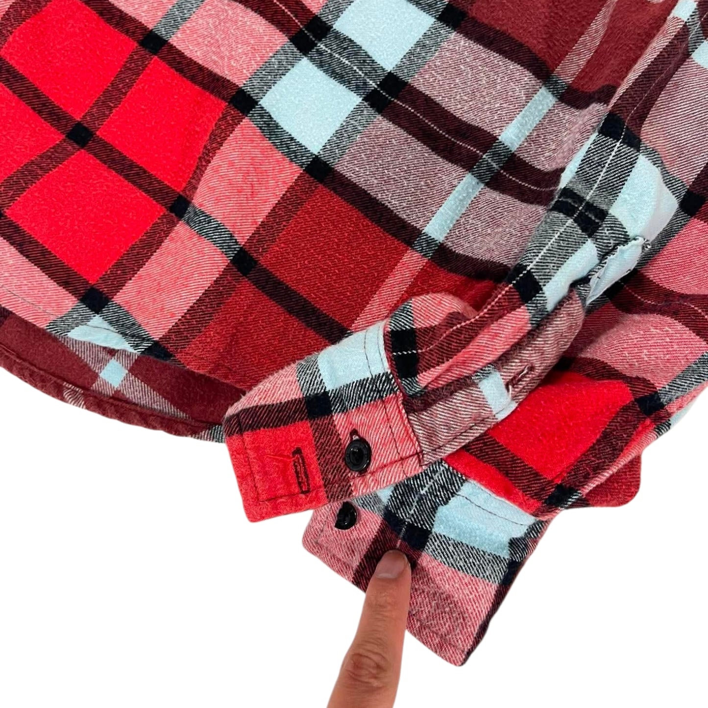 VINTAGE IFD RED PLAID FLANNEL SHIRT (XL)