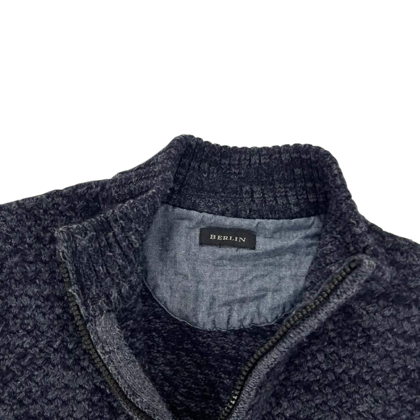 BERLIN NAVY BLUE QUARTER ZIP SWEATER (M)