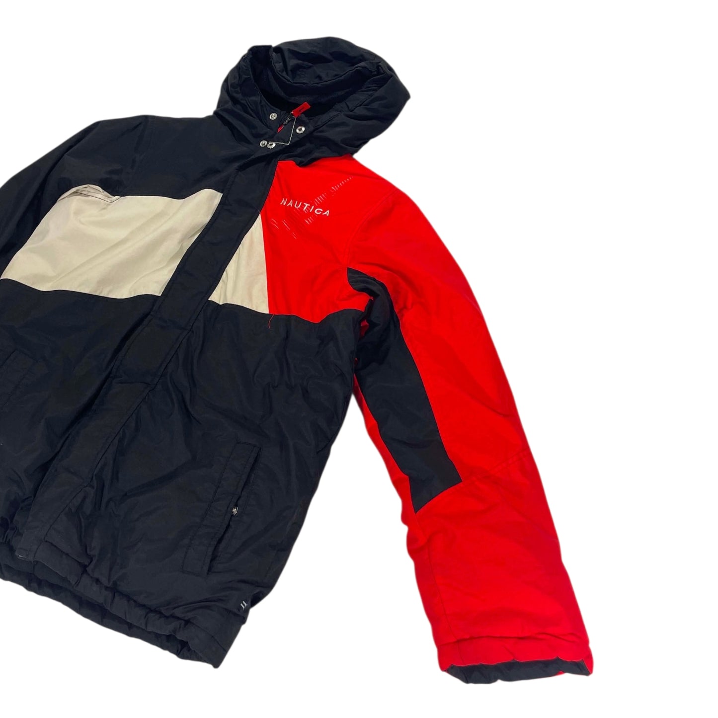 VINTAGE PUFFER NAUTICA BLACK AND RED JACKET (S)