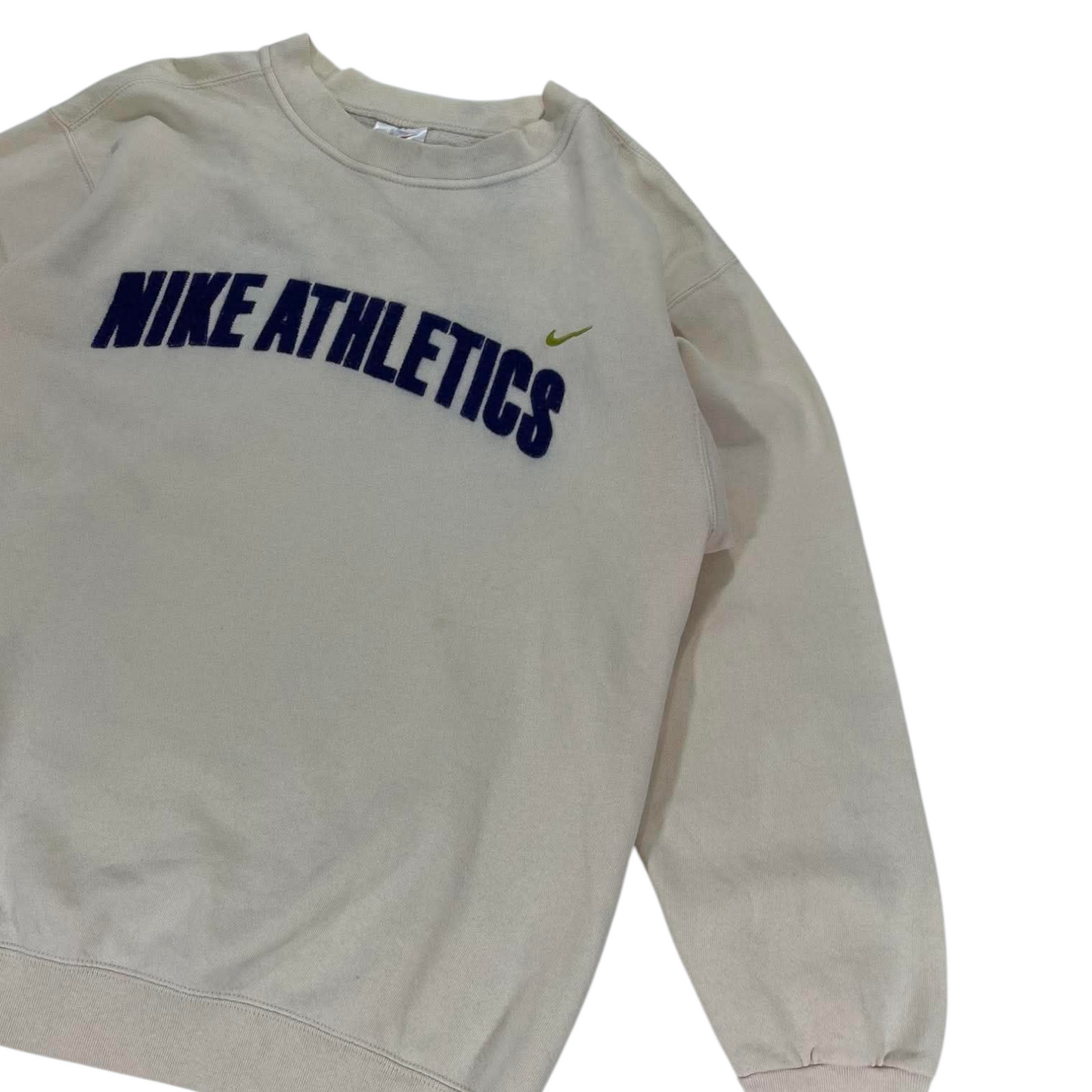VINTAGE SPELLOUT NIKE ATHLETICS CREAM SWEATSHIRT (M-L)