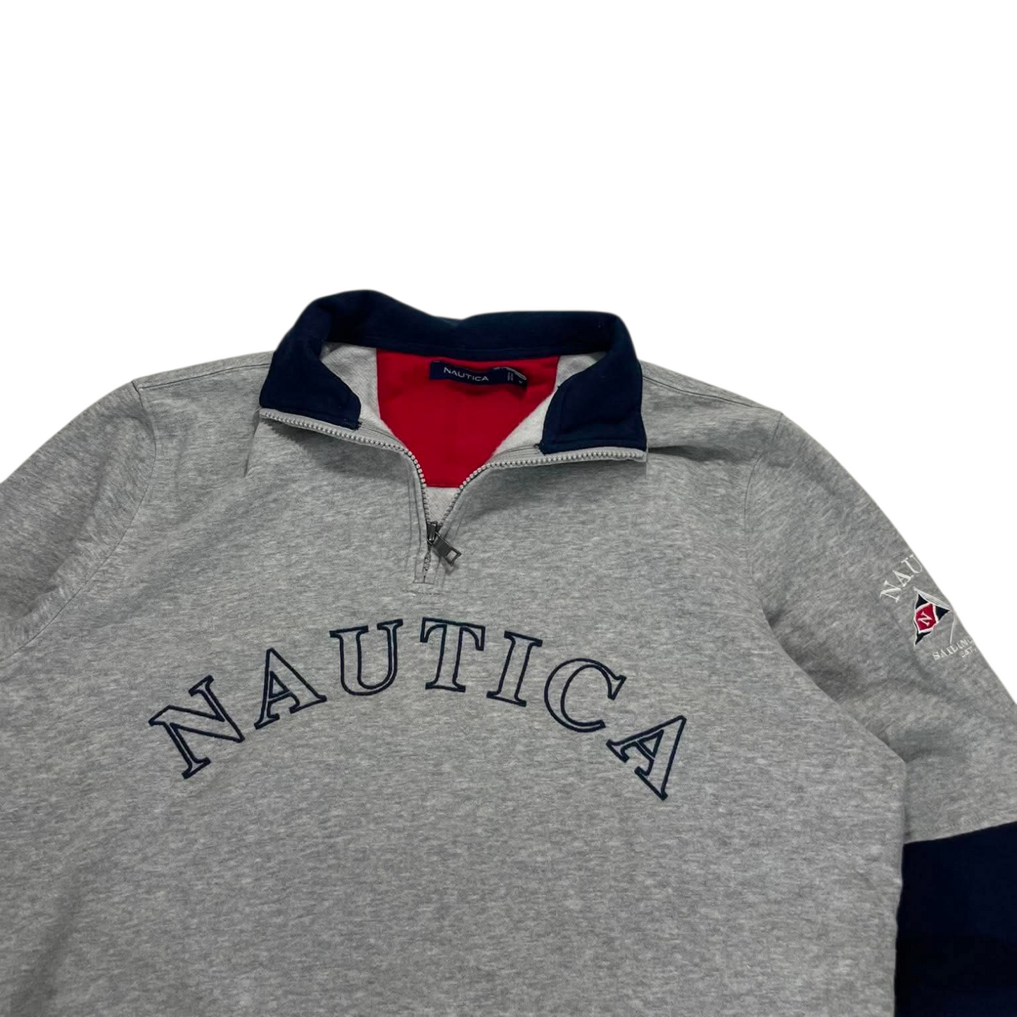 VINTAGE NAUTICA GREY QUARTER ZIP (M - LARGE)