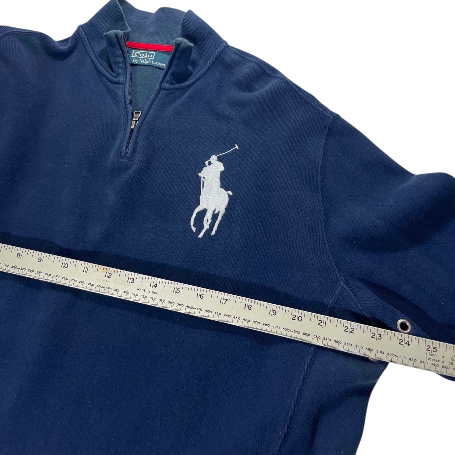 VINTAGE BIG PONY POLO RALPH LAUREN NAVY BLUE QUARTER ZIP (L)
