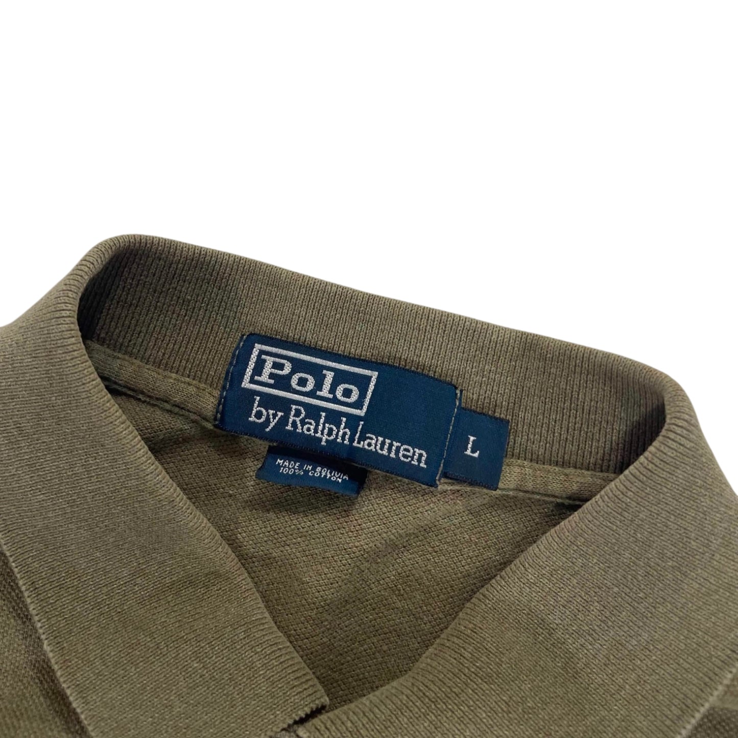 VINTAGE POLO RALPH LAUREN OLIVE POLO LONG SLEEVE (L)