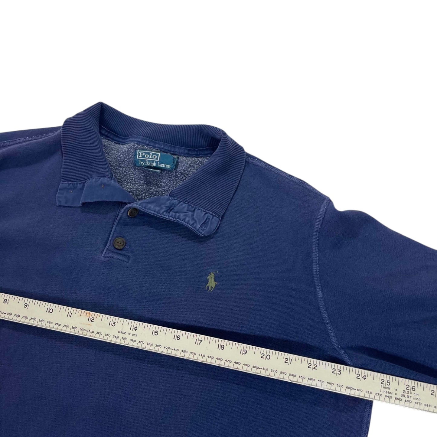 VINTAGE POLO RALPH LAUREN NAVY BLUE POLO SHIRT (L-XL)