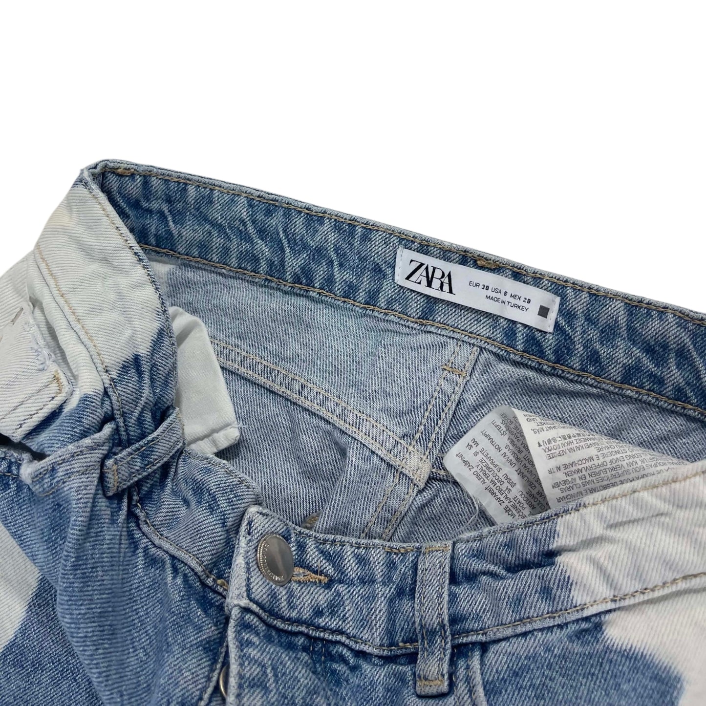 ZARA BLUE & WHITE TIE-DYE DENIM (UK 28)