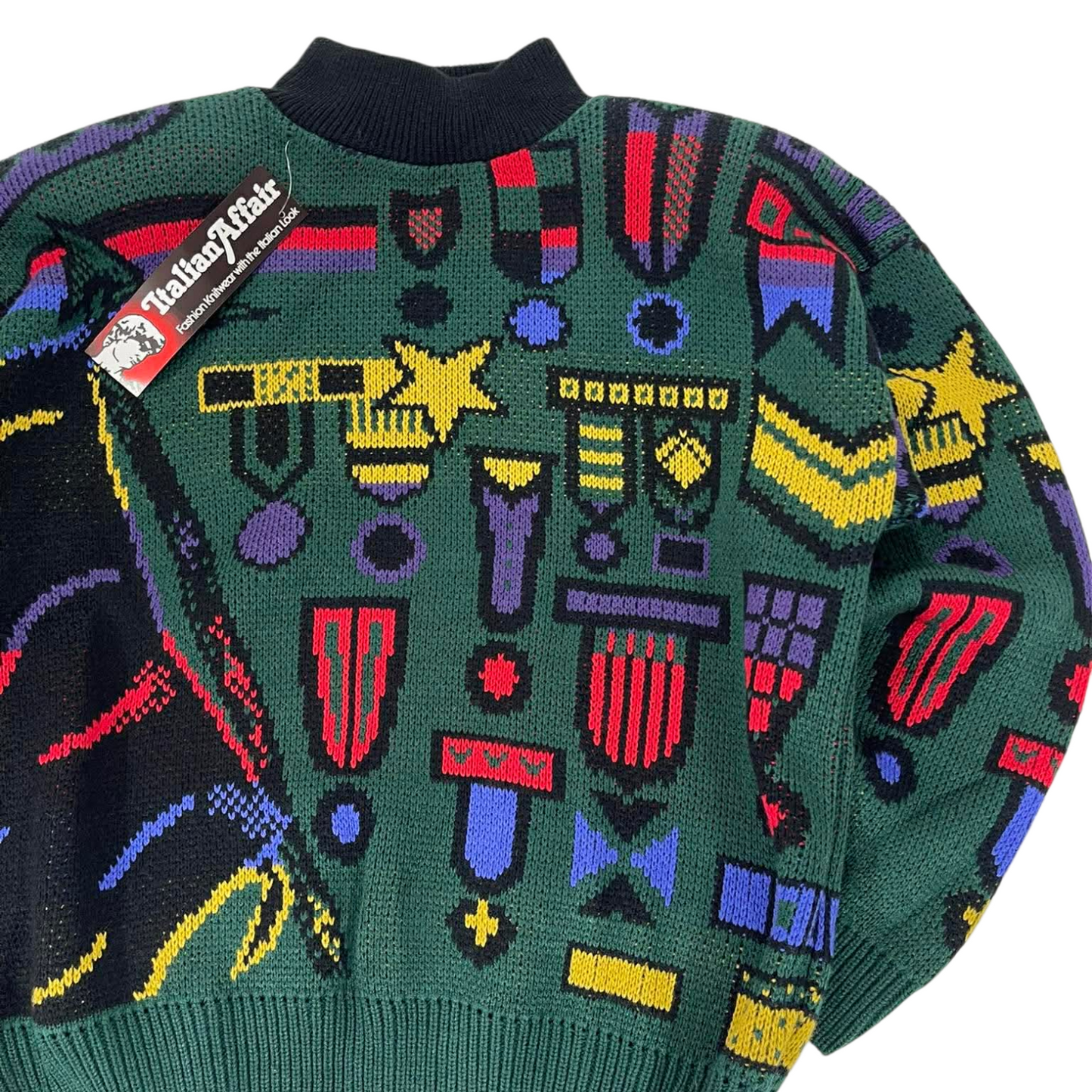ITALIAN AFFAIR GREEN MULTI COLOURED SWEATER (S-M)