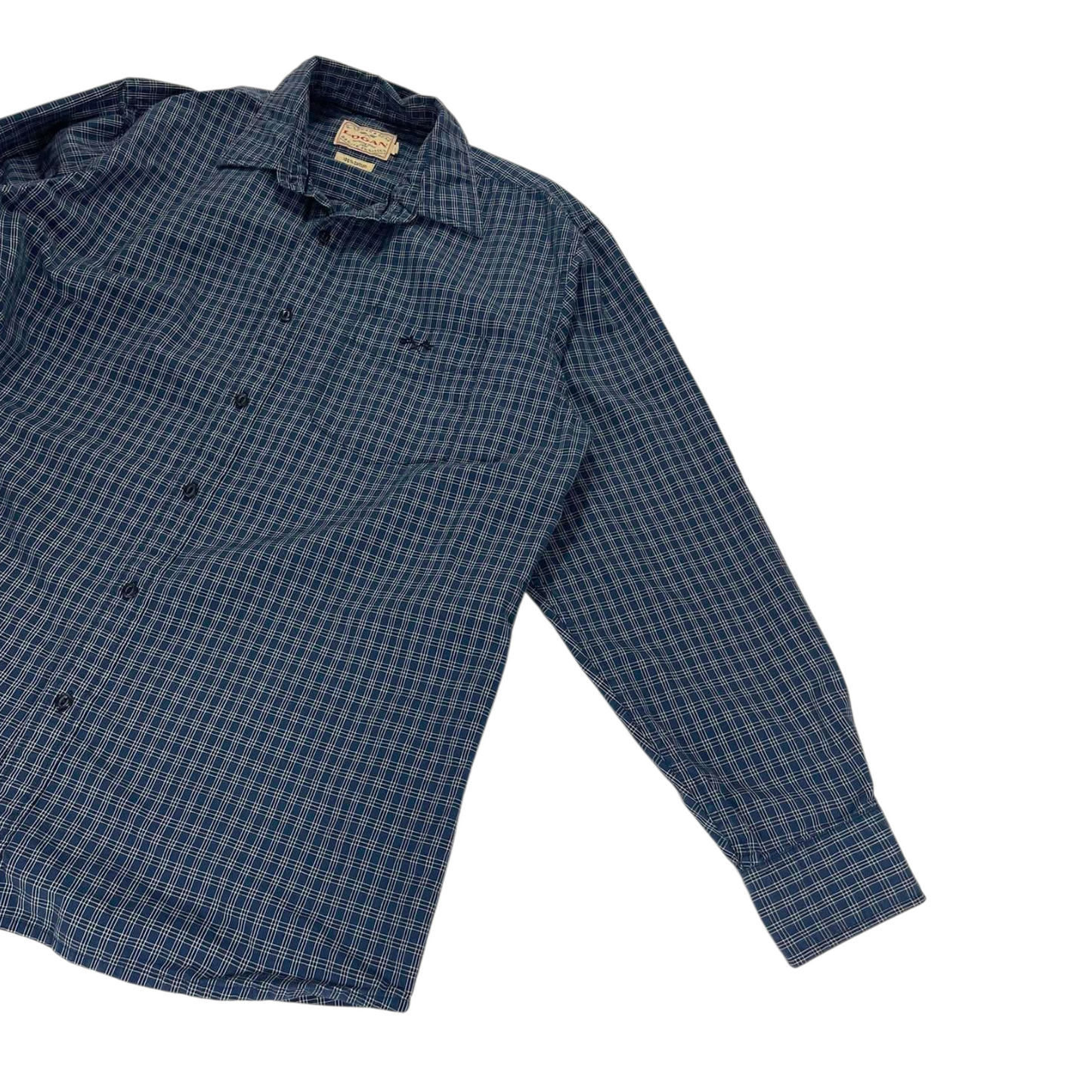VINTAGE 100% COTTON LOGAN CLASSICS BLUE PLAID (L)