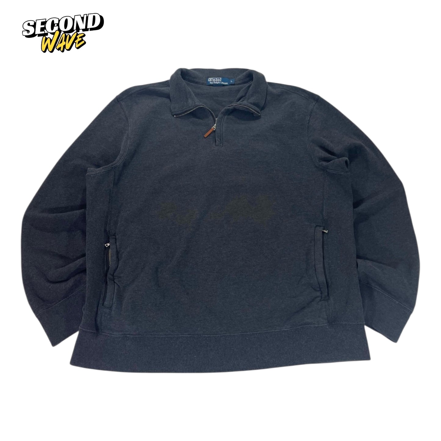 VINTAGE POLO RALPH LAUREN BLACK QUARTER ZIP (L)