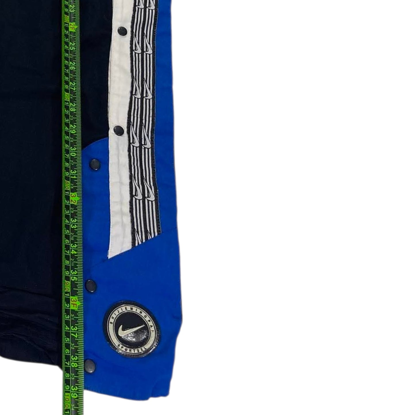 VINTAGE NIKE BLUE TRACK PANTS WITH BUTTON (XL)