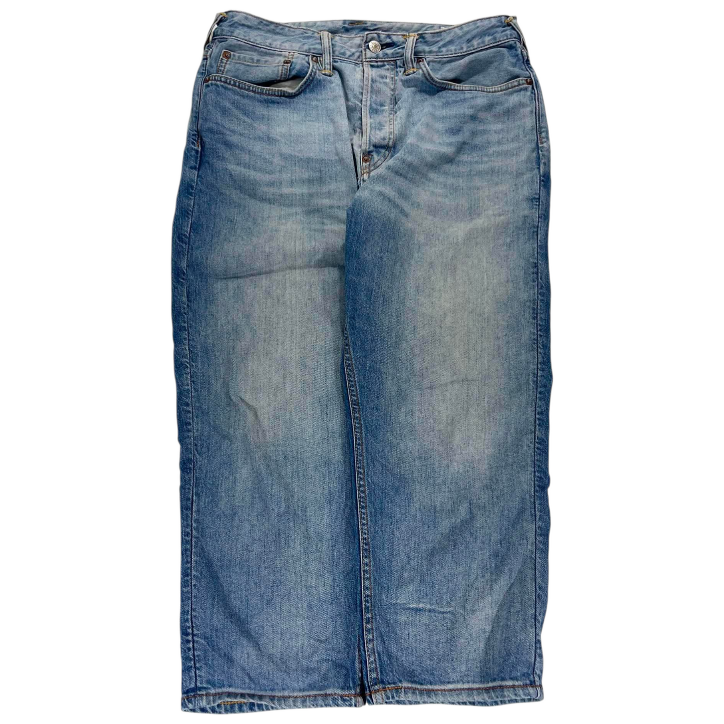 Y2K EMBROIDERED EVISU BLUE DENIM JEANS (32)