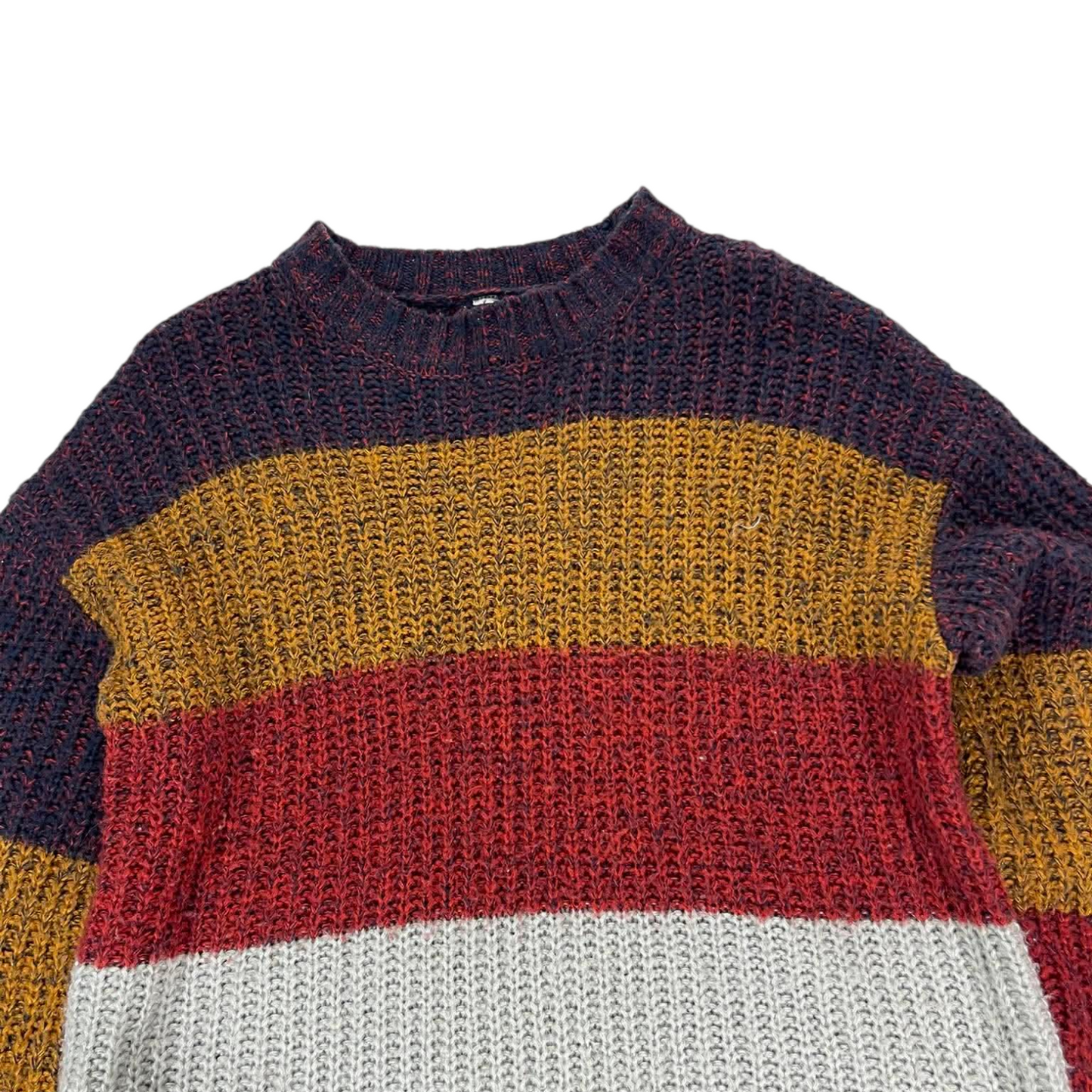 90S MULTICOLOURED STRIPED KNIT SWEATER (M-L)