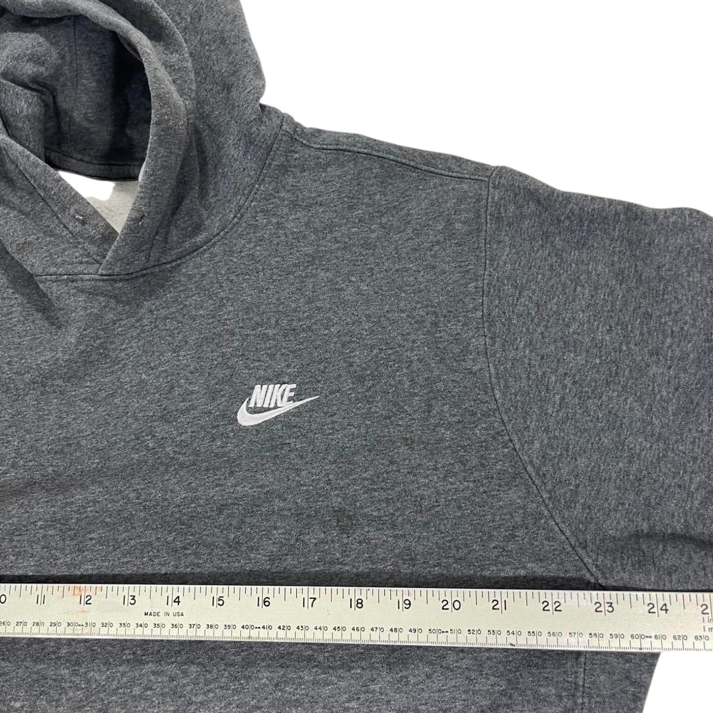 NIKE GREY HOODIE WITH EMBROIDERED LOGO (L)