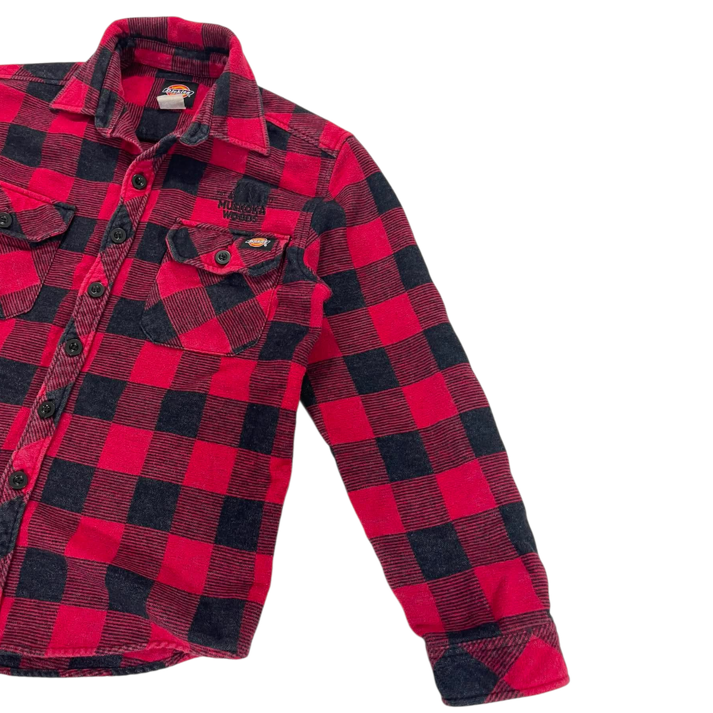 VINTAGE DICKIES RED & BLACK PLAID SHIRT (M-L)
