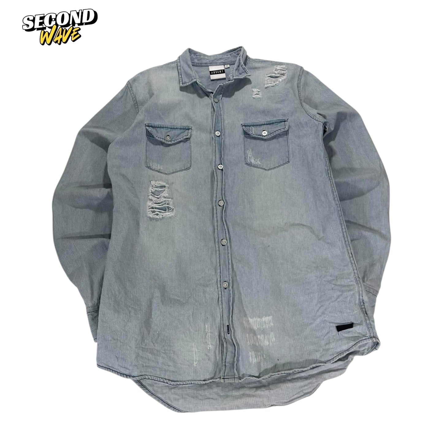 ABSENT BLUE DENIM BUTTON UP (M-L)