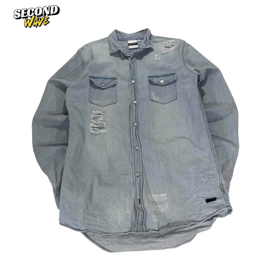 ABSENT BLUE DENIM BUTTON UP (M-L)