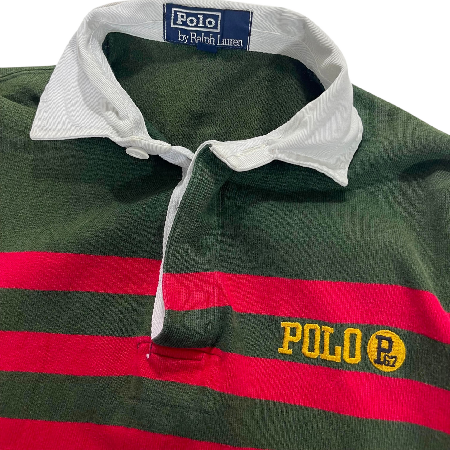 POLO RALPH LAUREN GREEN RUGBY SHIRT (S)