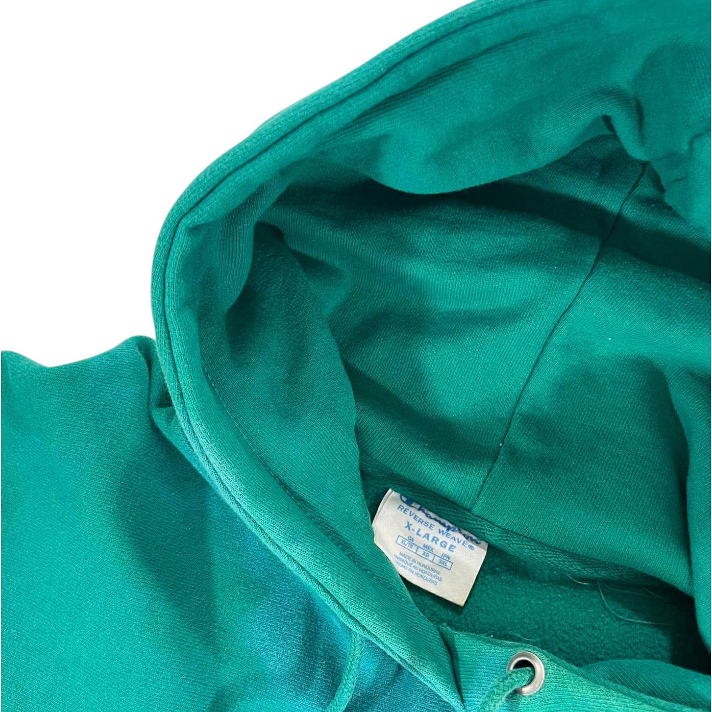 VINTAGE CHAMPION GREEN HOODIE WITH EMBROIDERED LOGO (M)