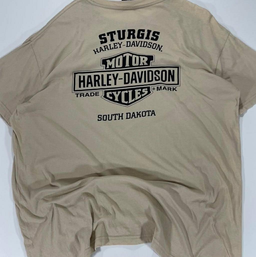 VINTAGE HARLEY DAVIDSON TAN GRAPHIC T-SHIRT (XL)
