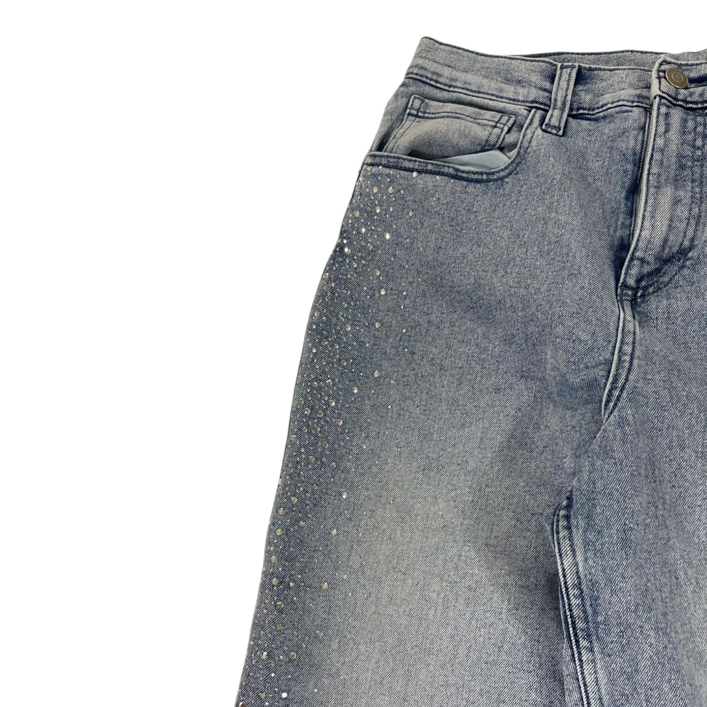Y2K BLUE WITH SILVER GLITTERS JEANS (28)