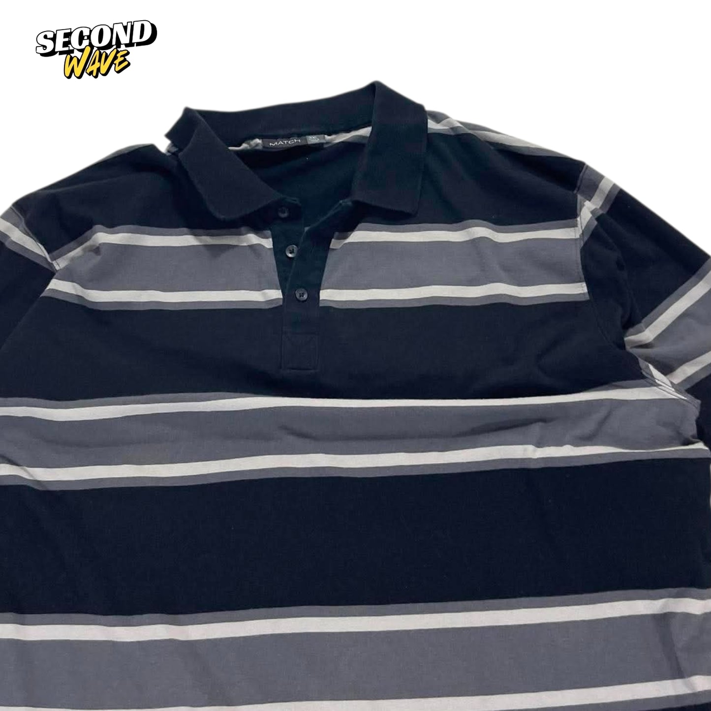 VINTAGE MATCH BLUE STRIPED POLO LONG SLEEVE (XL)