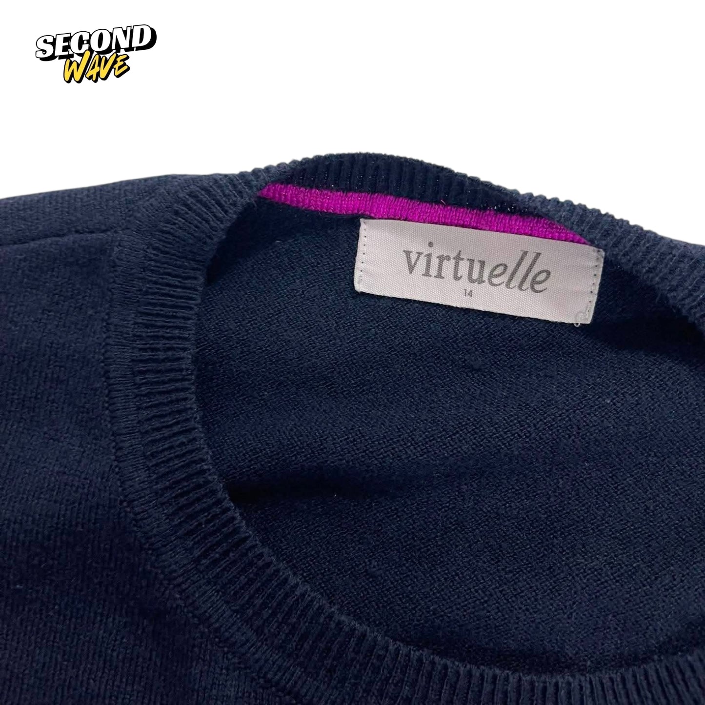 NAVY BLUE STRIPED HEART SWEATER (M)