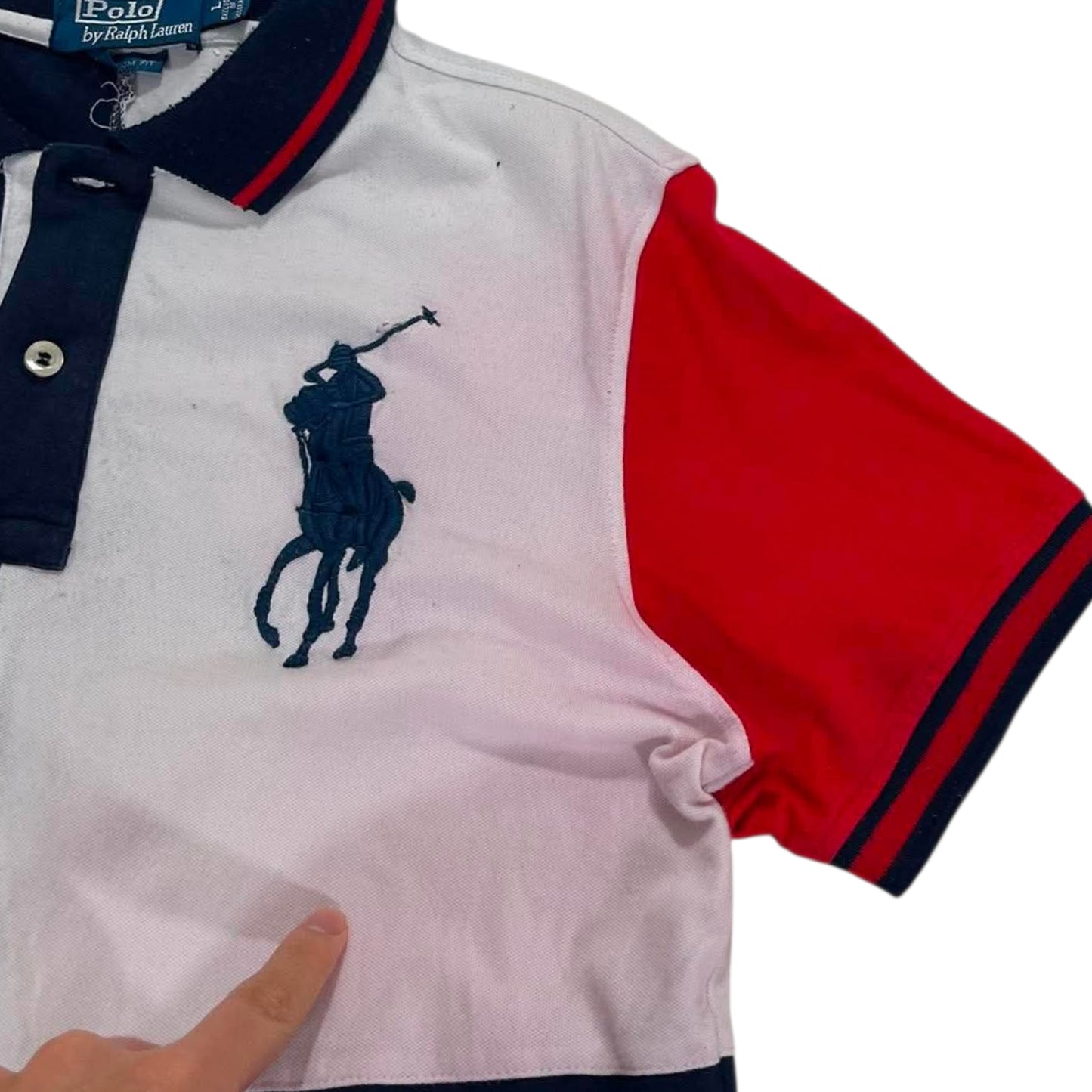 RALPH LAUREN MULTI COLOURED POLO SHIRT (M)