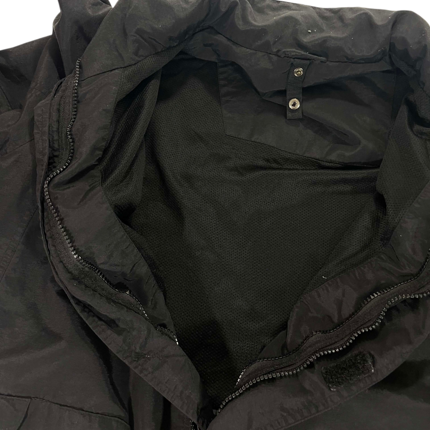 90S PLAIN BLACK WINDBREAKER JACKET (L)