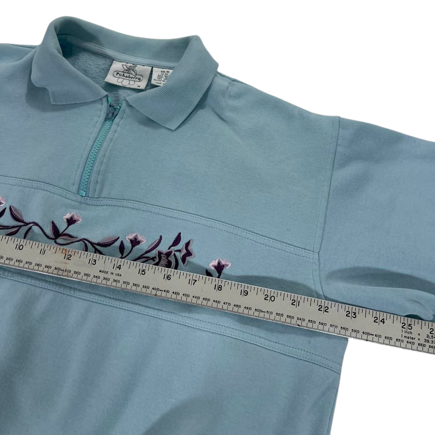 EMBROIDERED PICKABERRY BLUE QUARTER ZIP (M)