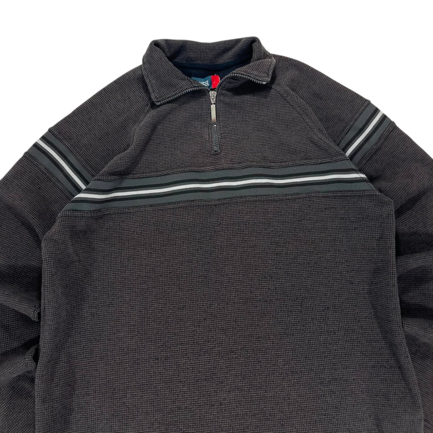 90s CHISEL GREY QUARTER ZIP SWEATSHIRT (L)