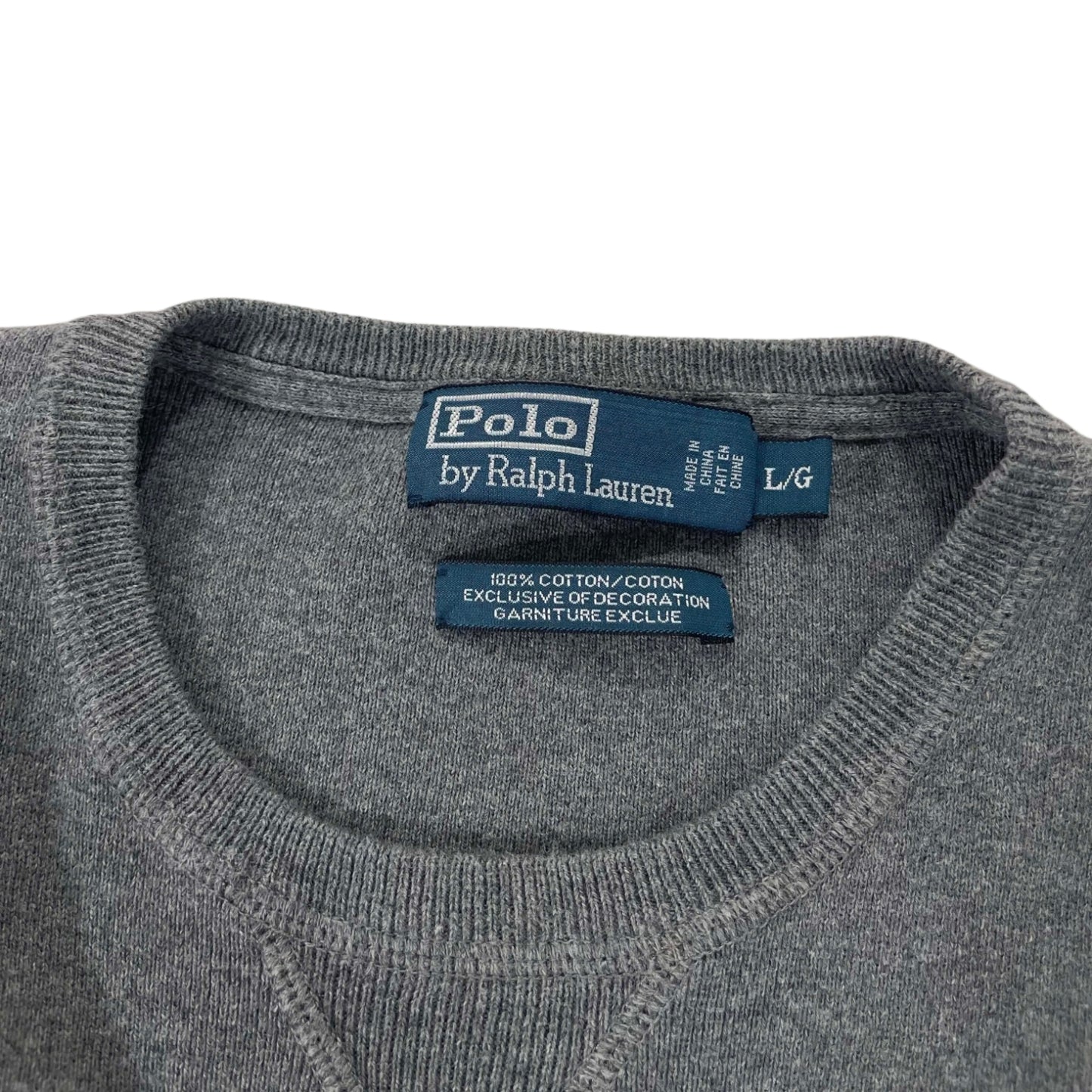 VINTAGE 100% COTTON POLO RALPH LAUREN GRAY CREWNECK (L)