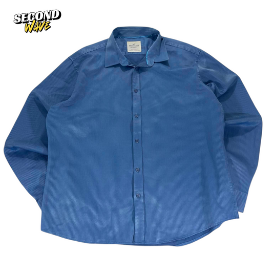 VINTAGE SOUTH CAPE BLUE STRIPED BUTTON UP SHIRT (XXL)