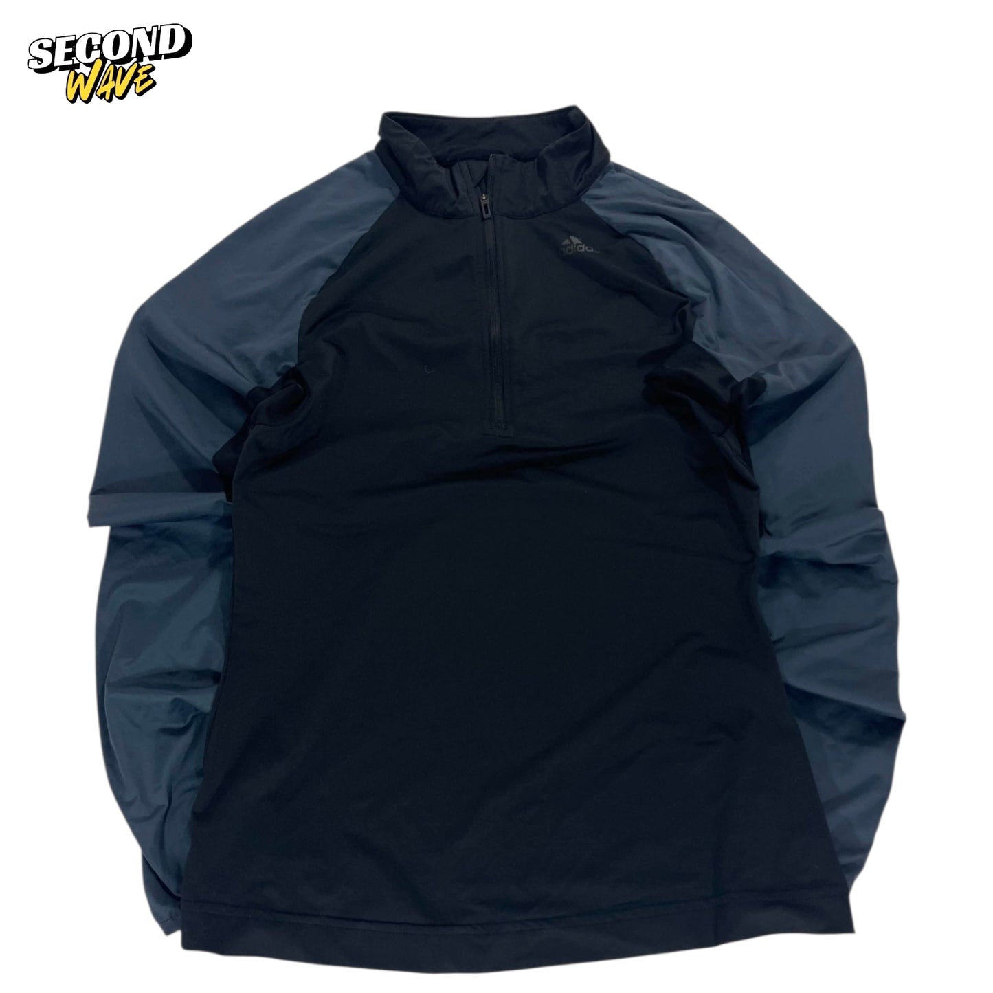 ADIDAS BLACK & NAVY QUARTER ZIP (S)
