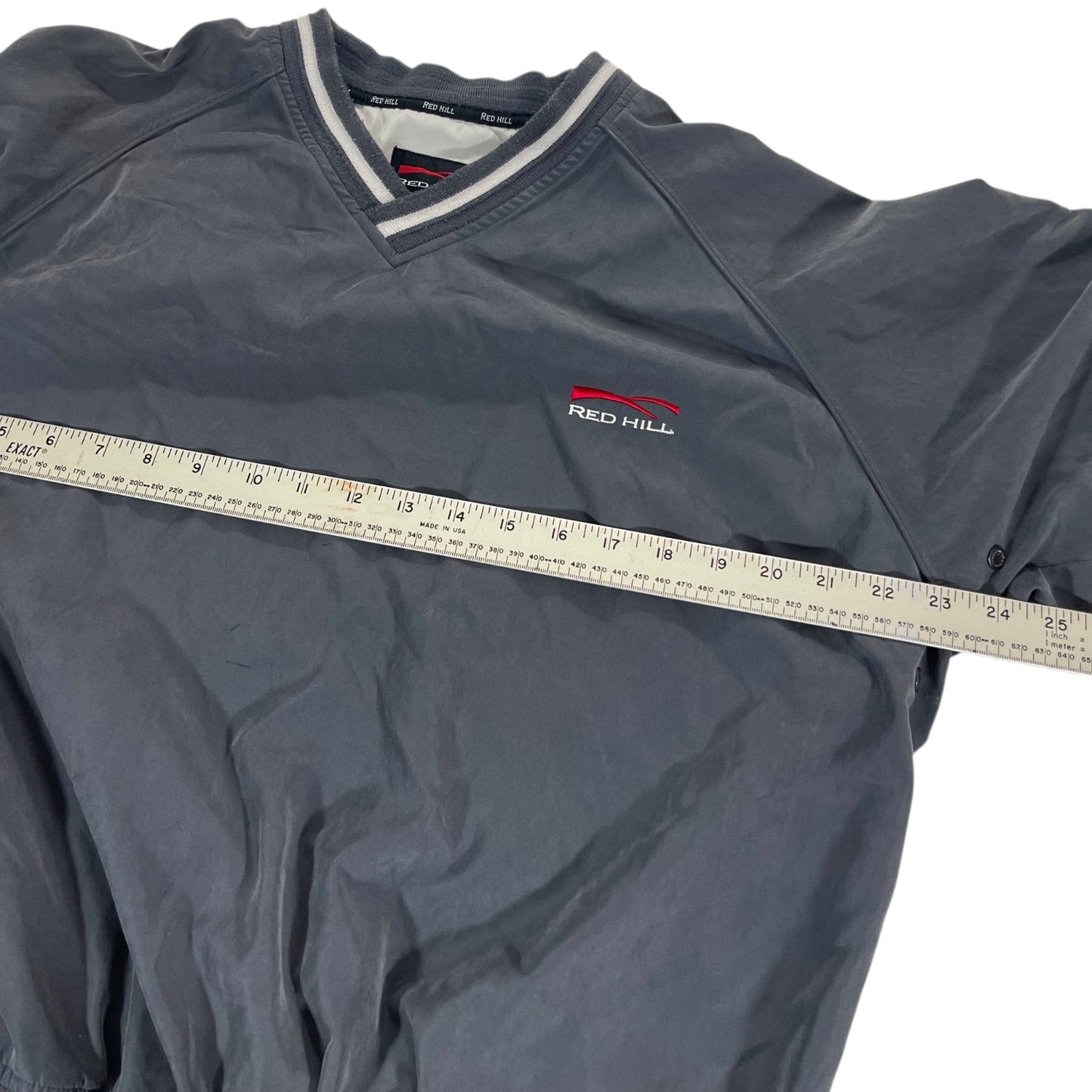 VINTAGE 2 IN 1 DETOUCHABLE SHIRT / PULLOVER RED HILL NAVY WINDBREAKER JACKET / SHIRT (M)