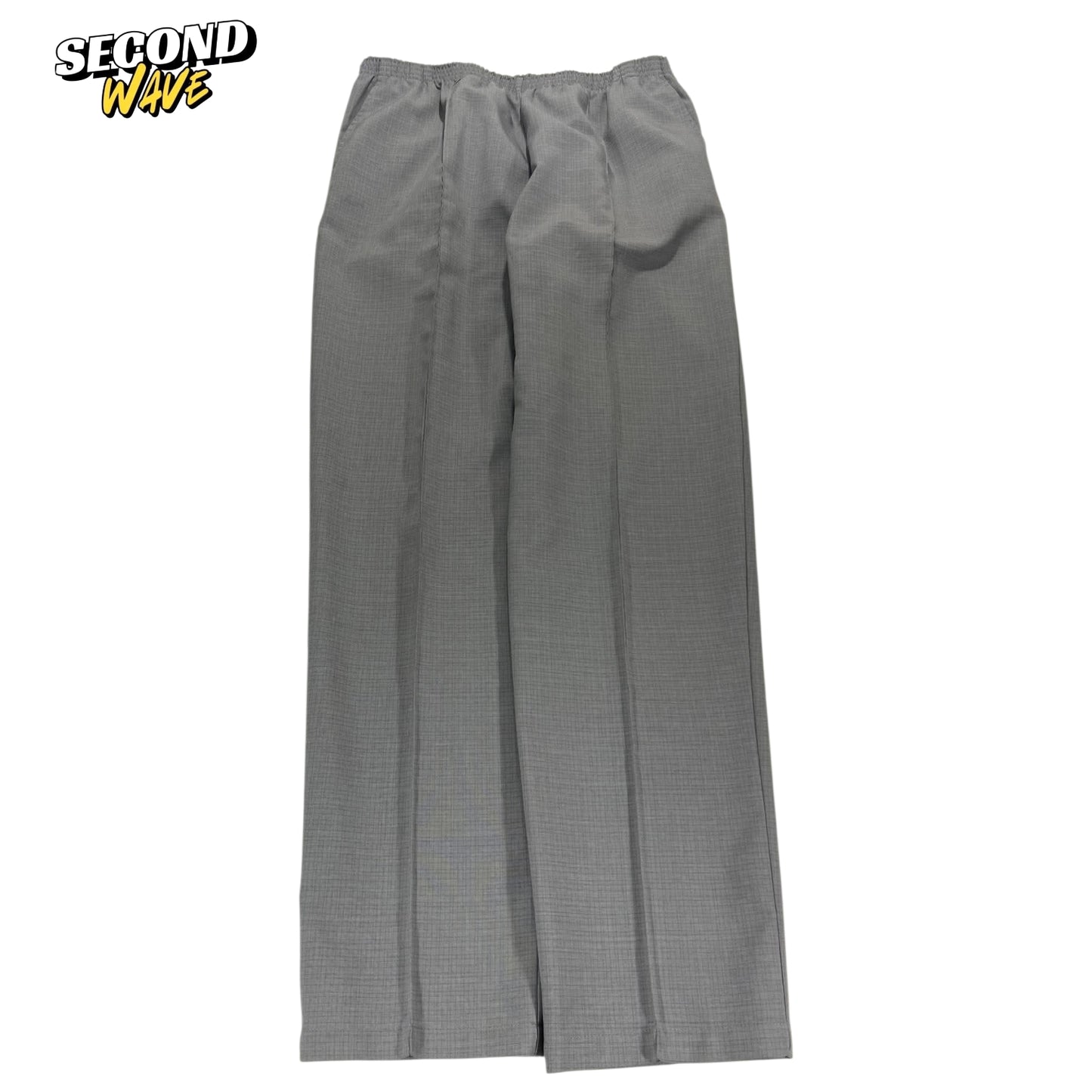 VINTAGE BREAKAWAY BLACK PEPPER GREY WIDE LEG TROUSERS (L)