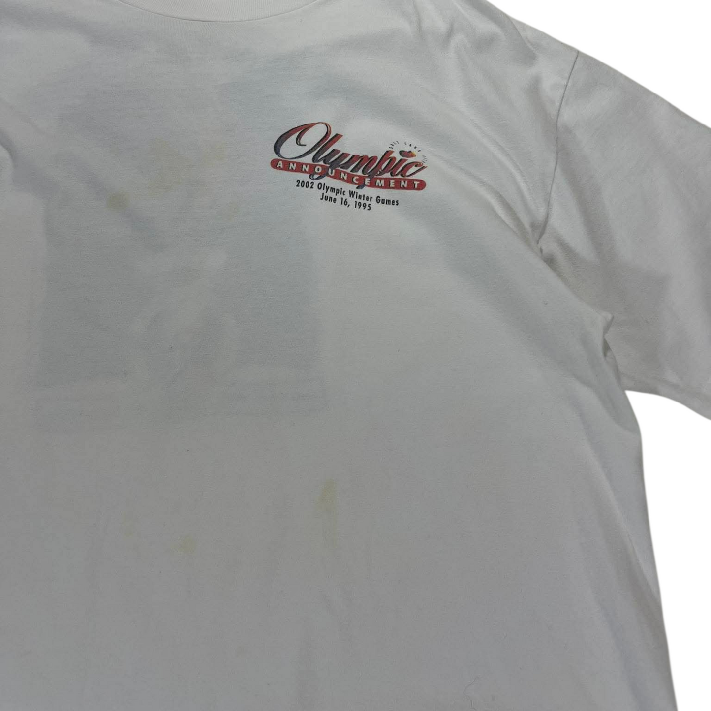 VINTAGE OLYMPIC ANNOUNCEMENT WHITE TEE (L)