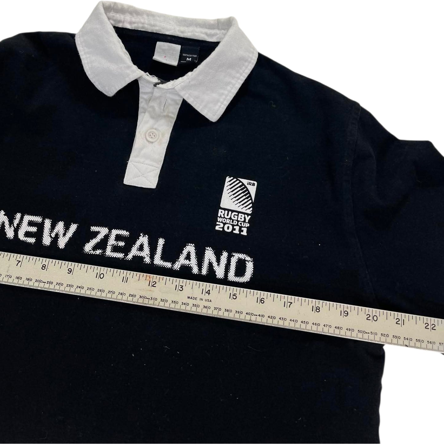 2011 NEW ZEALAND RUGBY WORLD CUP BLACK LONG SLEEVE POLO SHIRT (L)