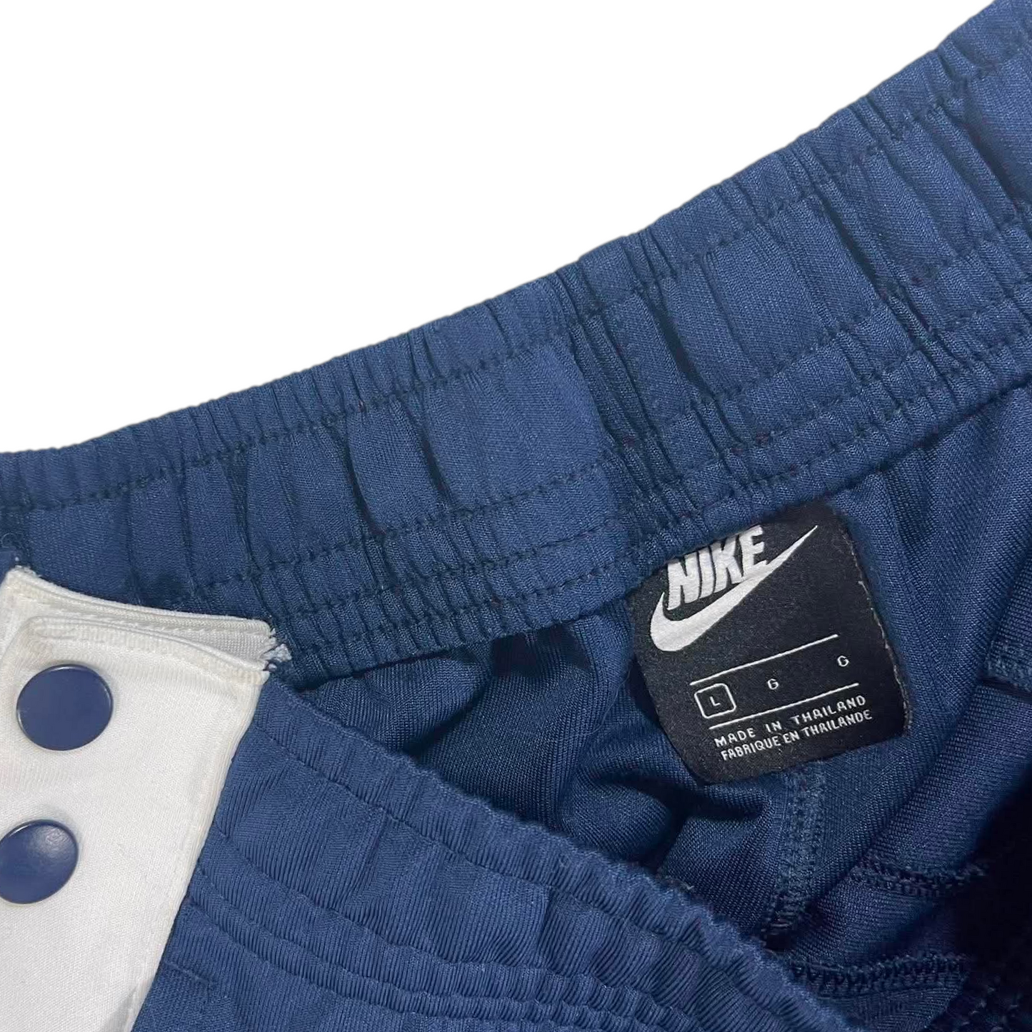 NIKE NAVY BLUE BUTTON TRACK PANTS (L)²