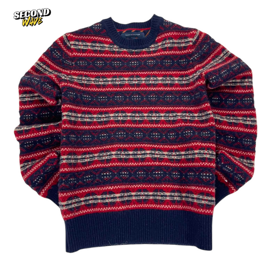 TOMMY HILFIGER RED AND NAVY BLUE SWEATER (S)